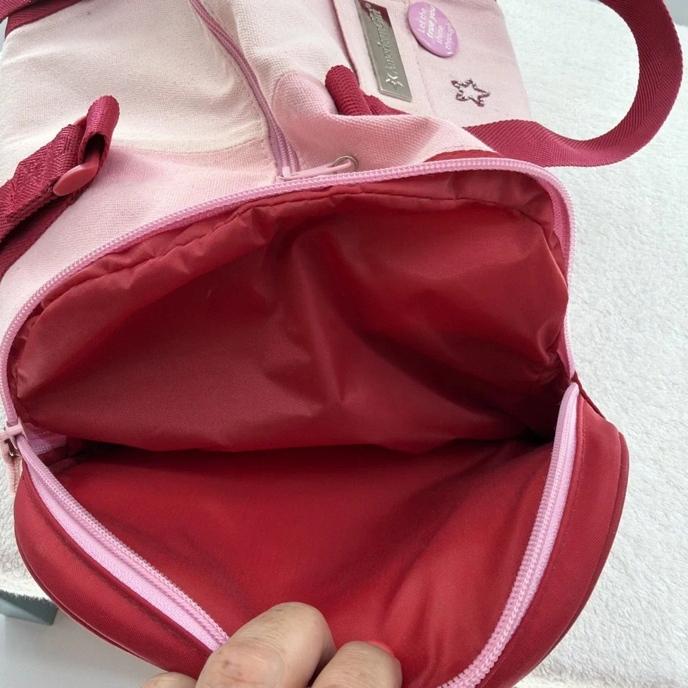 American Girl Pink And Red Weekend Duffle Bag Gym Bag Travel Tote With Pin